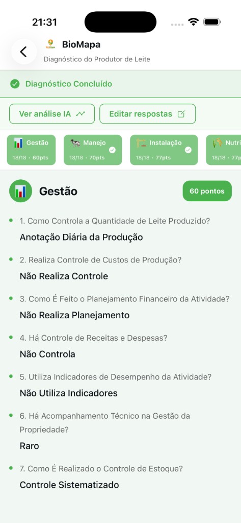 Tela inicial do app BioMapa com funcionalidades disponíveis